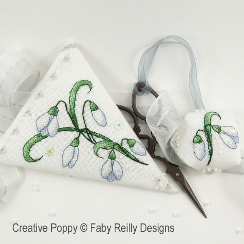 Snowdrop Scissor case cross stitch pattern by Faby Reilly
