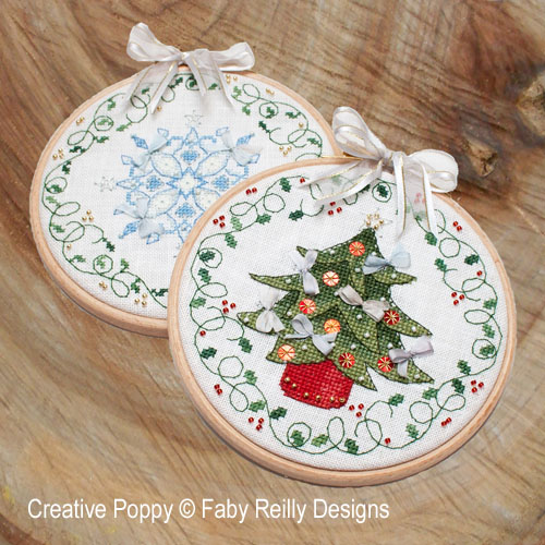 Tree & Snowflake Hoops cross stitch pattern by Faby Reilly Designs