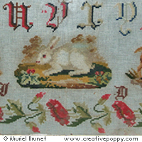Antique sampler with poppies <br> IEFD46-PRT
