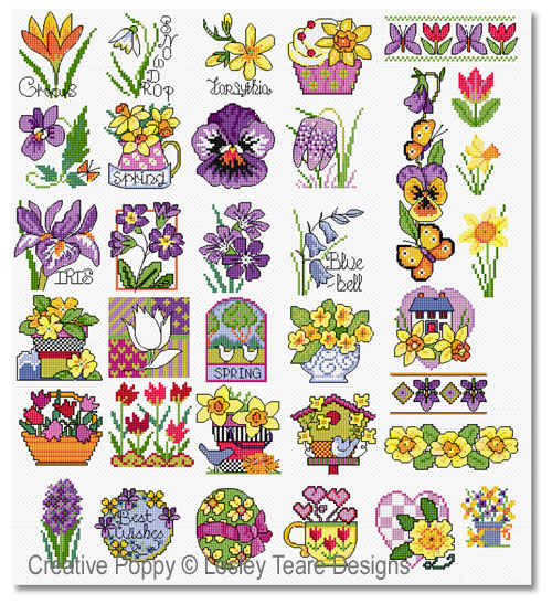 30 Spring Flower motifs &lt;br&gt; LJT557-PRT