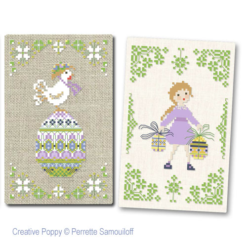 4 Easter motifs - Easter bells, Beribboned, The coquette hen, Two chocolate eggs <br> PER286-PRT