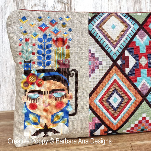 A cup of Frida cross stitch pattern by Barbara Ana Designs