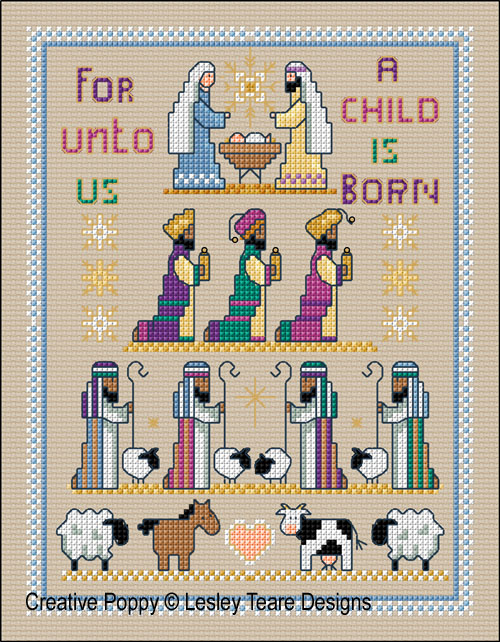 Christmas nativity sampler (Unto us a Child is born)  &lt;br&gt; LJT572-PRT