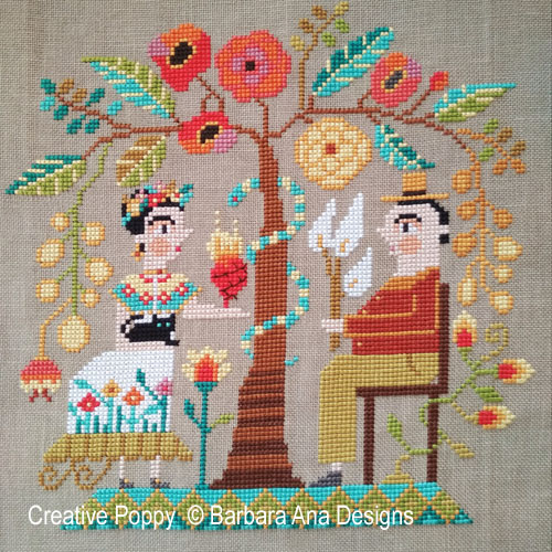 Frida & Diego cross stitch pattern by Barbara Ana Designs