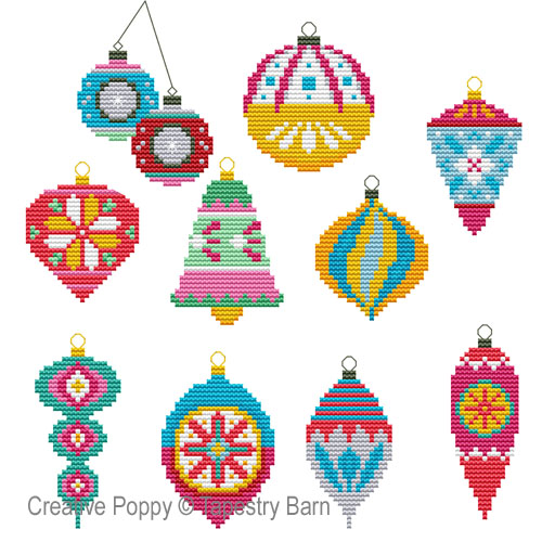 Bright Baubles Retro Ornaments<br> TAB129-PRT - 10 pages