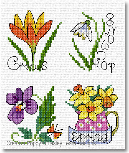 30 Spring Flower motifs <br> LJT557-PRT
