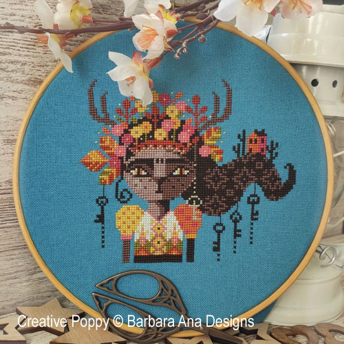 Frida Kathlo cross stitch pattern by Barbara Ana Designs