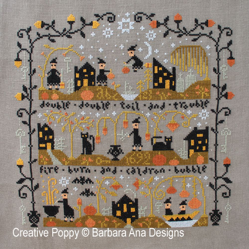 Black cat Hollow  - By Barbara Ana - View of full design with all three parts stitched together