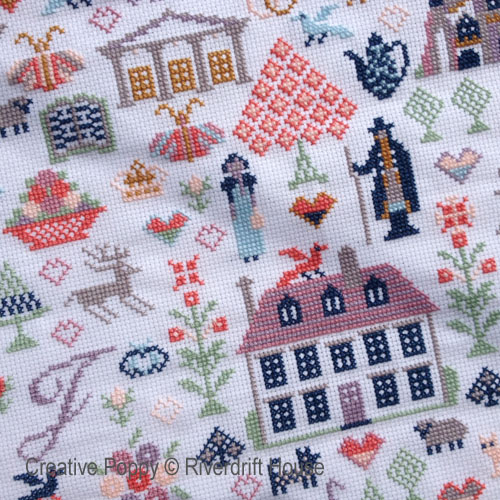 Jane Austen Sampler cross stitch pattern by Riverdrift House, zoom 1
