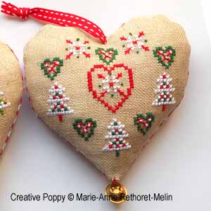 Christmas Hearts Ornaments <br> MAR166-PRT