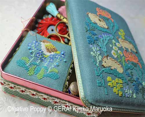Sewing set - Baby Boars and Japanese Flowers  &lt;br&gt; GER175-PRT