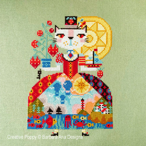 Summer cat cross stitch pattern by Barbara Ana Designs