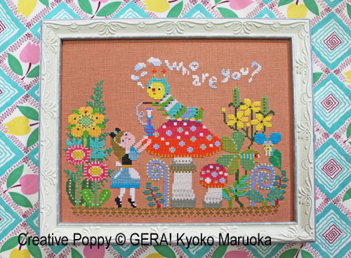 Alice meets the caterpillar cross stitch pattern by GERA! Kyoko Maruoka