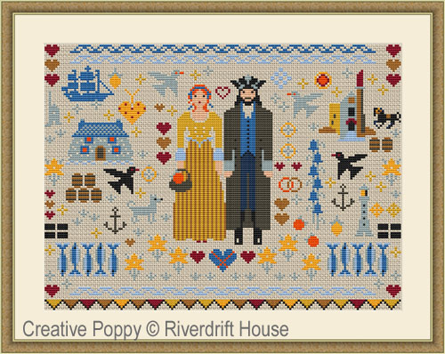 Cornish Folkies Sampler cross stitch pattern by Riverdrift House
