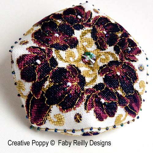 Black Tulip Biscornu cross stitch pattern by Faby Reilly Designs
