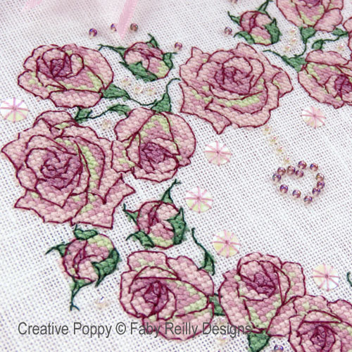 Once upon a Rose - Heart Wreath cross stitch pattern by Faby Reilly Designs, zoom 1