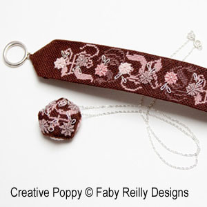 Rose Chocolat Stitched Jewelry (pendant & bracelet)  <br> FAB223-PRT