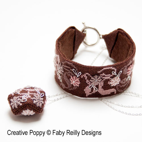 Rose Chocolat Stitched Jewelry (pendant &amp; bracelet)  &lt;br&gt; FAB223-PRT