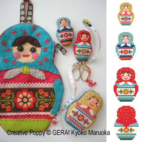 Matryoshka Needlework Set cross stitch pattern by GERA! Kyoko Maruoka