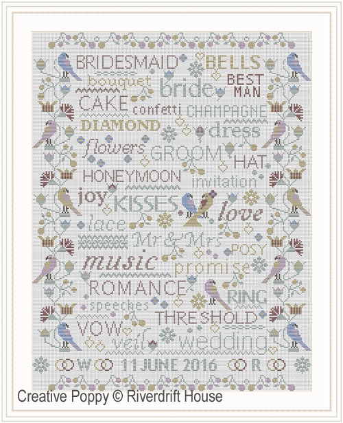 Birds and Words - Wedding / Anniversary Sampler &lt;br&gt; RDH134-PRT