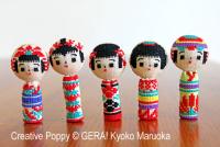5 Kokeshi dolls (Chart &amp; Tutorial)  &lt;br&gt; GER154-PRT